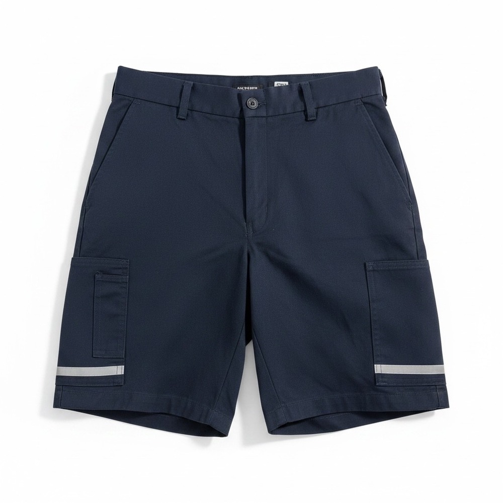 FedEx Stan Herman Mens Navy Blue Cargo Work Shorts Reflective Stripe 33R FD28042